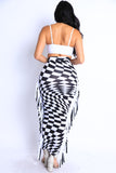 Checkered High Waist Stretch Pencil Skirt