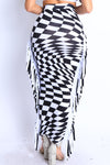 Checkered High Waist Stretch Pencil Skirt